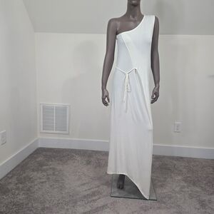 Josh Brody Asymmetrical One-Shoulder Sheath Dress in White